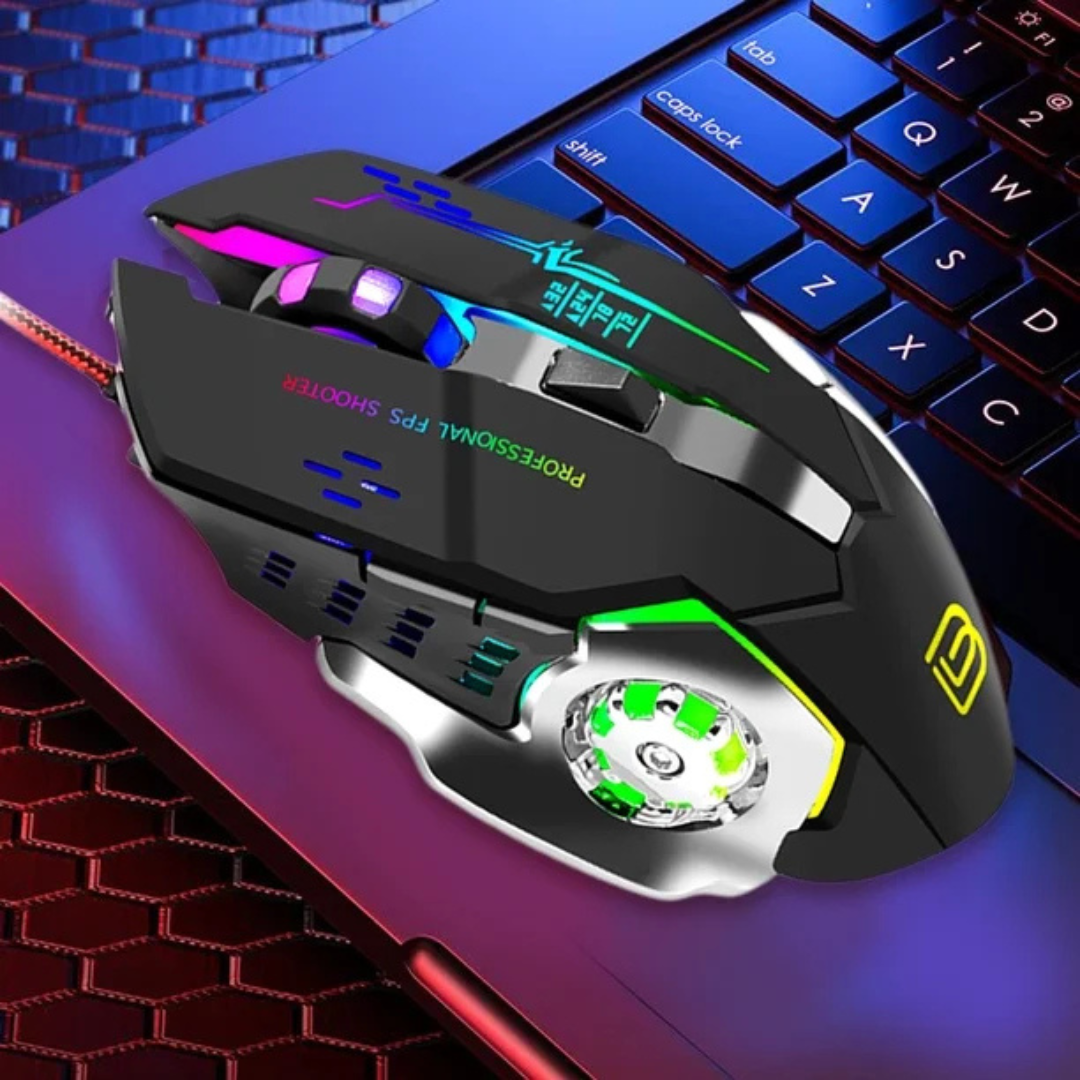 Silent Back-lit E-sports Rainbow LED Light Mouse